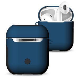 Frosted Rubber Paint + PC Bluetooth Earphones Case Anti-lost Storage Bag for Apple AirPods 1/2(Blue) (OEM)