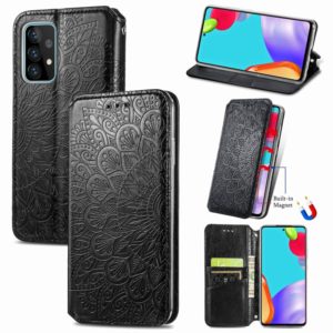 For Samsung Galaxy A52 5G / 4G Blooming Mandala Embossed Pattern Magnetic Horizontal Flip Leather Case with Holder & Card Slots & Wallet(Black) (OEM)