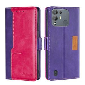For Blackview A55 Pro Contrast Color Side Buckle Leather Phone Case(Purple + Rose Red) (OEM)