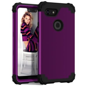 For Google Pixel 3 XL 3 in 1 Shockproof PC + Silicone Protective Case(Dark Purple + Black) (OEM)
