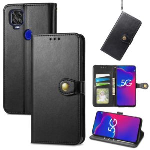 For ZTE Axon 11 SE 5G Solid Color Leather Buckle Phone Case with Lanyard & Photo Frame & Card Slot & Wallet & Stand Function(Black) (OEM)