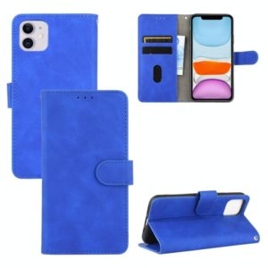 For iPhone 12 / 12 Pro Solid Color Skin Feel Magnetic Buckle Horizontal Flip Calf Texture PU Leather Case with Holder & Card Slots & Wallet(Blue) (OEM)