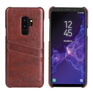 Fierre Shann Retro Oil Wax Texture PU Leather Case for Galaxy S9, with Card Slots(Brown) (OEM)