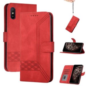 For Huawei Y5 2019 Cubic Skin Feel Flip Leather Phone Case(Red) (OEM)