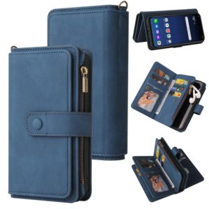 For LG G9 / Velvet Skin Feel PU + TPU Horizontal Flip Leather Case With Holder & 15 Cards Slot & Wallet & Zipper Pocket & Lanyard(Blue) (OEM)