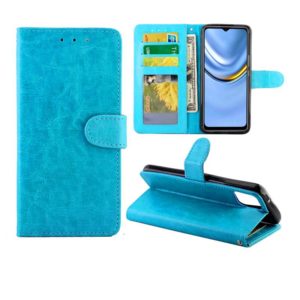 For Honor Play 20 Crazy Horse Texture Leather Horizontal Flip Protective Case with Holder & Card Slots & Wallet & Photo Frame(baby Blue) (OEM)