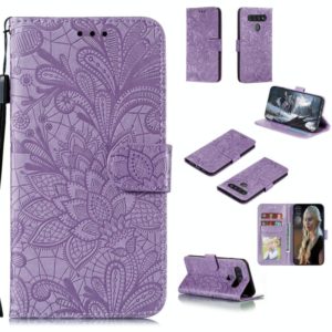 For LG K51S Lace Flower Horizontal Flip Leather Case with Holder & Card Slots & Wallet & Photo Frame(Purple) (OEM)