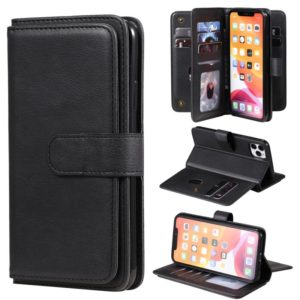 For iPhone 11 Pro Max Multifunctional Magnetic Copper Buckle Horizontal Flip Solid Color Leather Case with 10 Card Slots & Wallet & Holder & Photo Frame(Black) (OEM)