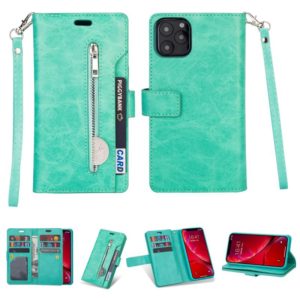 For iPhone 11 Multifunctional Zipper Horizontal Flip Leather Case with Holder & Wallet & 9 Card Slots & Lanyard(Mint Green) (OEM)