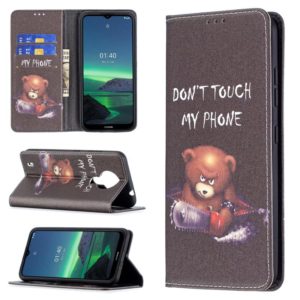 For Nokia 1.4 Colored Drawing Pattern Invisible Magnetic Horizontal Flip PU Leather Case with Holder & Card Slots & Wallet(Bear) (OEM)