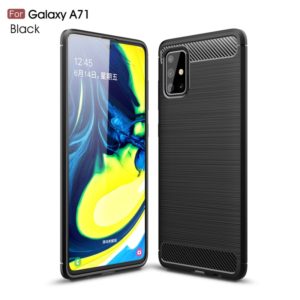 For Galaxy A71 Brushed Texture Carbon Fiber TPU Case(Black) (OEM)