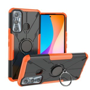 For Infinix Hot 11 Armor Bear Shockproof PC + TPU Protective Phone Case with Ring Holder(Orange) (OEM)