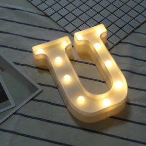 Alphabet U English Letter Shape Decorative Light, Dry Battery Powered Warm White Standing Hanging LED Holiday Light (OEM)