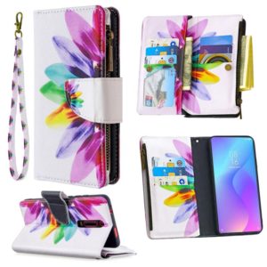 For Xiaomi Redmi K20 / Mi 9T Colored Drawing Pattern Zipper Horizontal Flip Leather Case with Holder & Card Slots & Wallet(Sun Flower) (OEM)