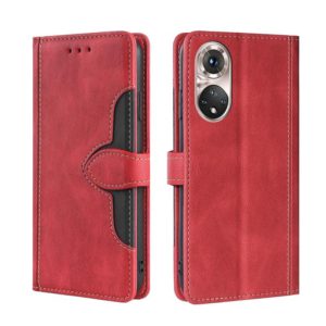 For Honor 50 Pro Skin Feel Straw Hat Magnetic Buckle Leather Phone Case(Red) (OEM)