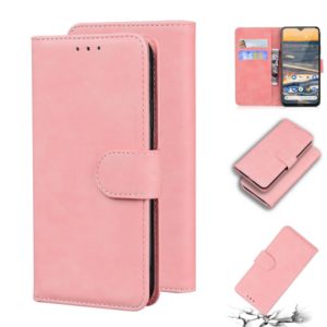 For Nokia 5.3 Skin Feel Pure Color Flip Leather Phone Case(Pink) (OEM)