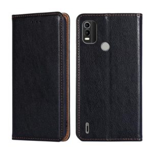 For Nokia C21 Plus Gloss Oil Solid Color Magnetic Leather Phone Case(Black) (OEM)