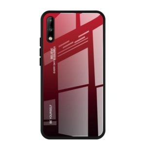 For Huawei Enjoy 10 Gradient Color Glass Case(Red) (OEM)
