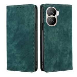 For Honor X40i RFID Anti-theft Brush Magnetic Leather Phone Case(Green) (OEM)