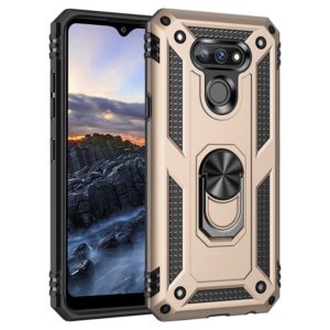 For LG Harmony 4 Shockproof TPU + PC Protective Case with 360 Degree Rotating Holder(Gold) (OEM)