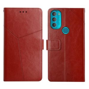 For Motorola Moto G71 5G Y Stitching Horizontal Flip Leather Phone Case(Brown) (OEM)