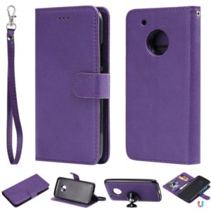 For Motorola Moto G5 Plus Solid Color Horizontal Flip Protective Case with Holder & Card Slots & Wallet & Photo Frame & Lanyard(Purple) (OEM)