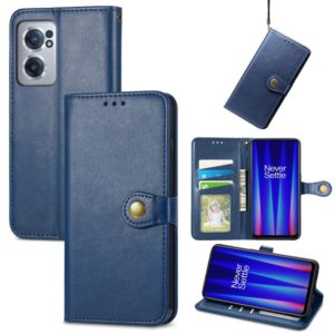 For OnePlus Nord CE 2 5G Retro Solid Color Buckle Leather Phone Case(Blue) (OEM)