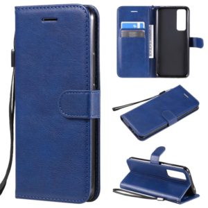 For Huawei nova 7 Solid Color Horizontal Flip Protective Leather Case with Holder & Card Slots & Wallet & Lanyard(Blue) (OEM)