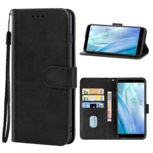 Leather Phone Case For Sharp Aquos Sense 3 Basic(Black) (OEM)