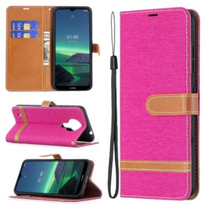 For Nokia 1.4 Color Matching Denim Texture Horizontal Flip Leather Case with Holder & Card Slots & Wallet & Lanyard(Rose Red) (OEM)