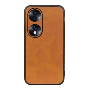 For Honor 70 Fine Hole Version Two-color Cowhide Texture PU Shockproof Phone Case(Brown) (OEM)
