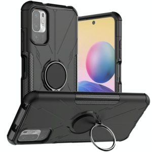 For Xiaomi Redmi Note 10 5G Armor Bear Shockproof PC + TPU Protective Case with Ring Holder(Black) (OEM)