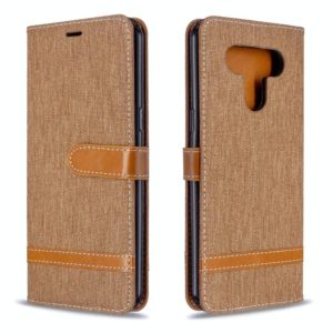 For LG K51 Color Matching Denim Texture Horizontal Flip Leather Case with Holder & Card Slots & Wallet & Lanyard(Brown) (OEM)