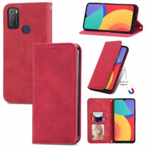 For Alcatel 1S 2021 Retro Skin Feel Business Magnetic Horizontal Flip Leather Case with Holder & Card Slots & Wallet & Photo Frame(Red) (OEM)