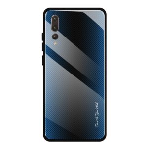 For Huawei P20 Pro Texture Gradient Glass Protective Case(Blue) (OEM)