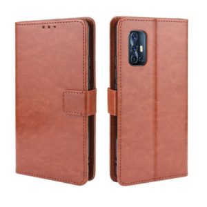 For vivo V17 (India) Retro Crazy Horse Texture Horizontal Flip Leather Case with Holder & Card Slots & Photo Frame(Brown) (OEM)