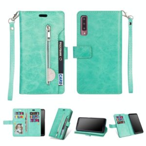 For Samsung Galaxy A70 Multifunctional Zipper Horizontal Flip Leather Case with Holder & Wallet & 9 Card Slots & Lanyard(Mint Green) (OEM)