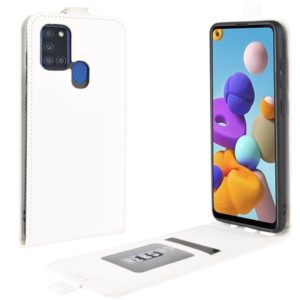 For Galaxy A21S R64 Texture Single Vertical Flip Leather Protective Case with Card Slots & Photo Frame(White) (OEM)