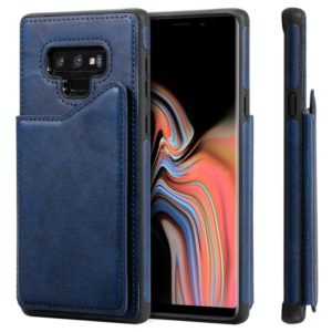 For Galaxy Note 9 Shockproof Calf Texture Protective Case with Holder & Card Slots & Frame(Blue) (OEM)