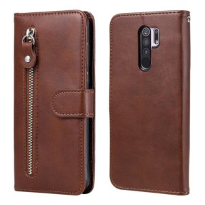 For Xiaomi Redmi 9 Fashion Calf Texture Zipper Horizontal Flip Leather Case with Holder & Card Slots & Wallet Function(Brown) (OEM)