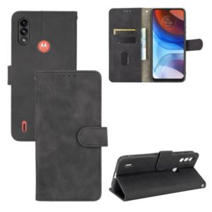 For Motorola Moto E7 Power Solid Color Skin Feel Magnetic Buckle Horizontal Flip Calf Texture PU Leather Case with Holder & Card Slots & Wallet(Black) (OEM)