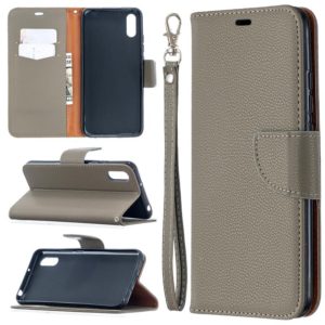For Xiaomi Redmi 9A Litchi Texture Pure Color Horizontal Flip PU Leather Case with Holder & Card Slots & Wallet & Lanyard(Gray) (OEM)
