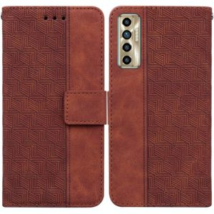 For Tecno Camon 17P Geometric Embossed Leather Phone Case(Brown) (OEM)