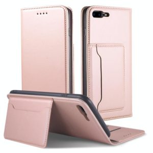 For iPhone 8 Plus / 7 Plus Strong Magnetism Shockproof Horizontal Flip Liquid Feel Leather Case with Holder & Card Slots & Wallet(Rose Gold) (OEM)