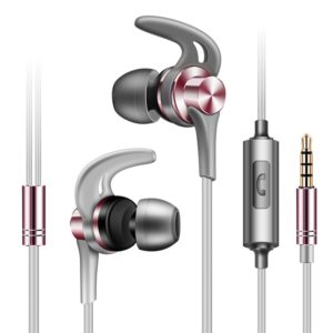 QKZ EQ1 CNC Metal Shark Fin Headphones Sports Music Headphones, Microphone Version (Rose Gold) (QKZ) (OEM)