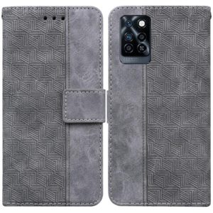 For Infinix Note 10 Pro X695 Geometric Embossed Leather Phone Case(Grey) (OEM)