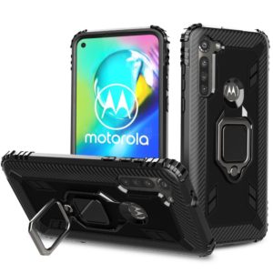 For Motorola Moto G8 Power Carbon Fiber Protective Case with 360 Degree Rotating Ring Holder(Black) (OEM)