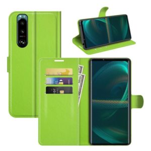 For Sony Xperia 5 III Litchi Texture Horizontal Flip Protective Case with Holder & Card Slots & Wallet(Green) (OEM)