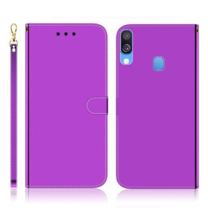 For Galaxy A40 Imitated Mirror Surface Horizontal Flip Leather Case with Holder & Card Slots & Wallet & Lanyard(Purple) (OEM)