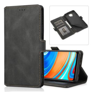 For Xiaomi Redmi Note 9 Pro Retro Magnetic Closing Clasp Horizontal Flip Leather Case with Holder & Card Slots & Photo Frame & Wallet(Black) (OEM)